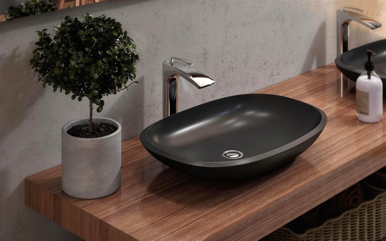 Aquatica Coletta-A Lavabo en Pierre Graphite Noir picture № 0