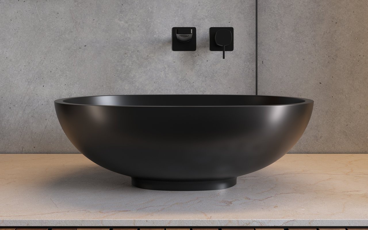 Aquatica Karolina-2-Blck Lavabo Ovale en Pierre Graphite Noir picture № 0