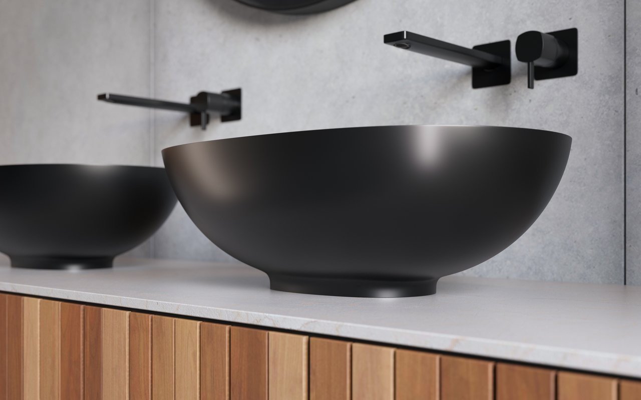 Aquatica Karolina-2-Blck Lavabo Ovale en Pierre Graphite Noir picture № 0