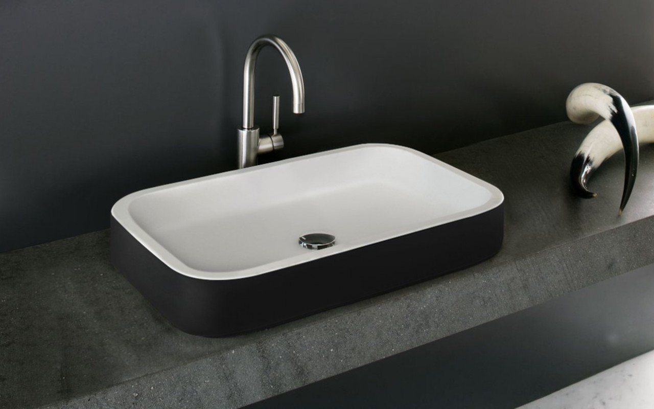 Aquatica Solace-A-Blck-Wht Lavabo Rectangulaire en Pierre picture № 0