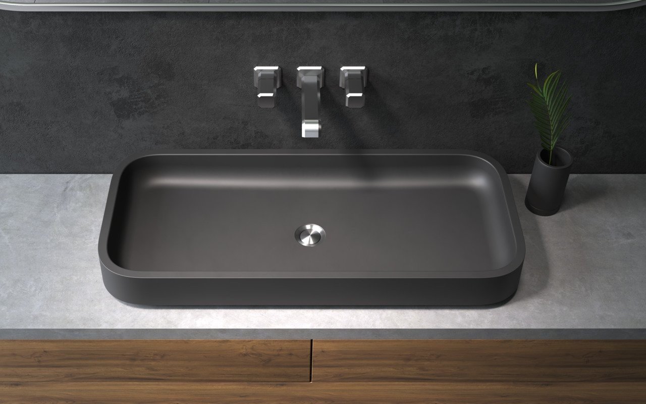 Aquatica Solace-B-Blck Lavabo Rectangulaire en Pierre Graphite Noir picture № 0