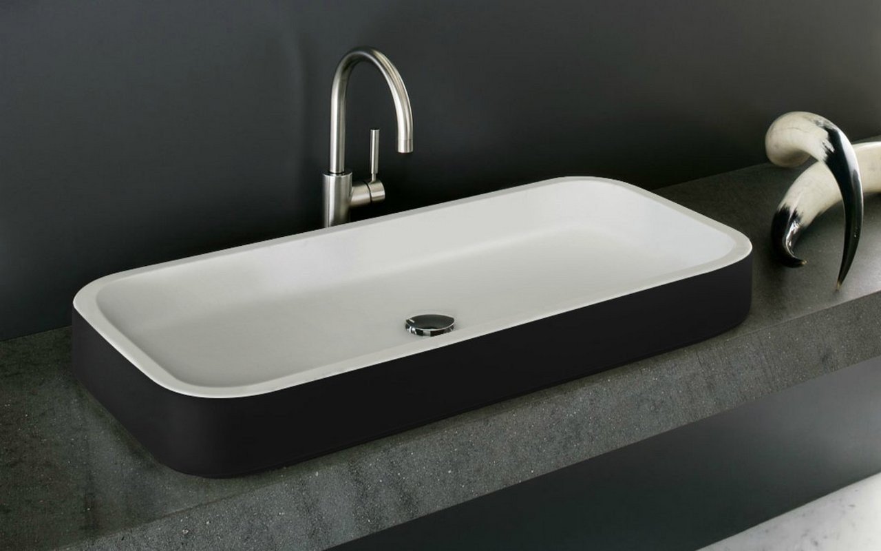 Aquatica Solace-Blck-Wht Lavabo Rectangulaire en Pierre picture № 0