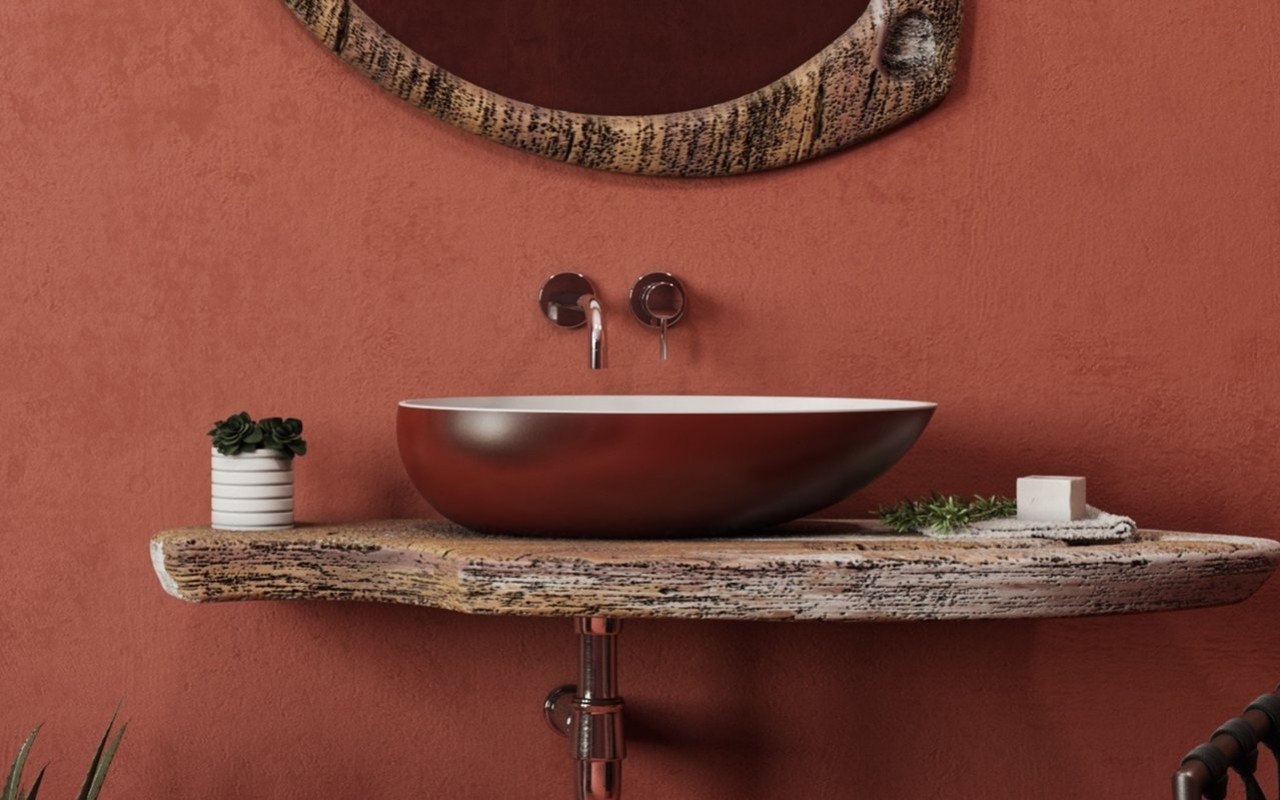 Aquatica Spoon-2 Oxide Red-Wht Lavabo en Pierre, rouge et blanc picture № 0