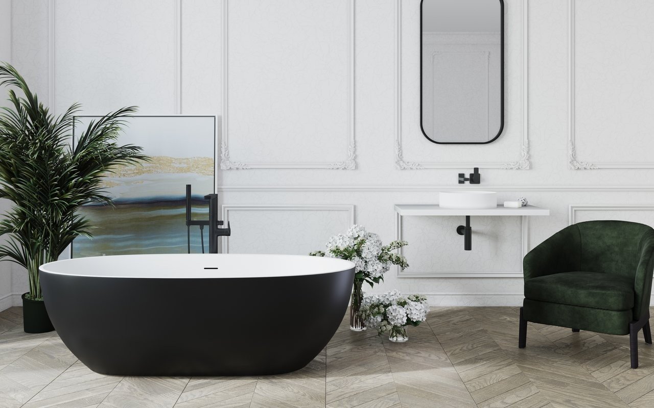 Aquatica Corelia-Blck-Wht™ Baignoire Îlot Surface Solide picture № 0