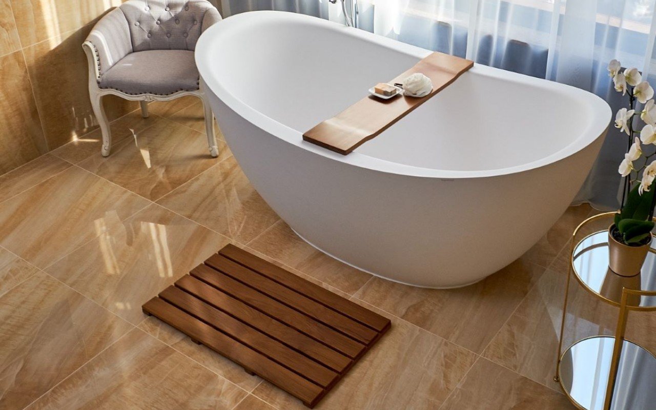 Aquatica Universal Tapis de sol de bain douche en bois de noyer américain imperméable picture № 0
