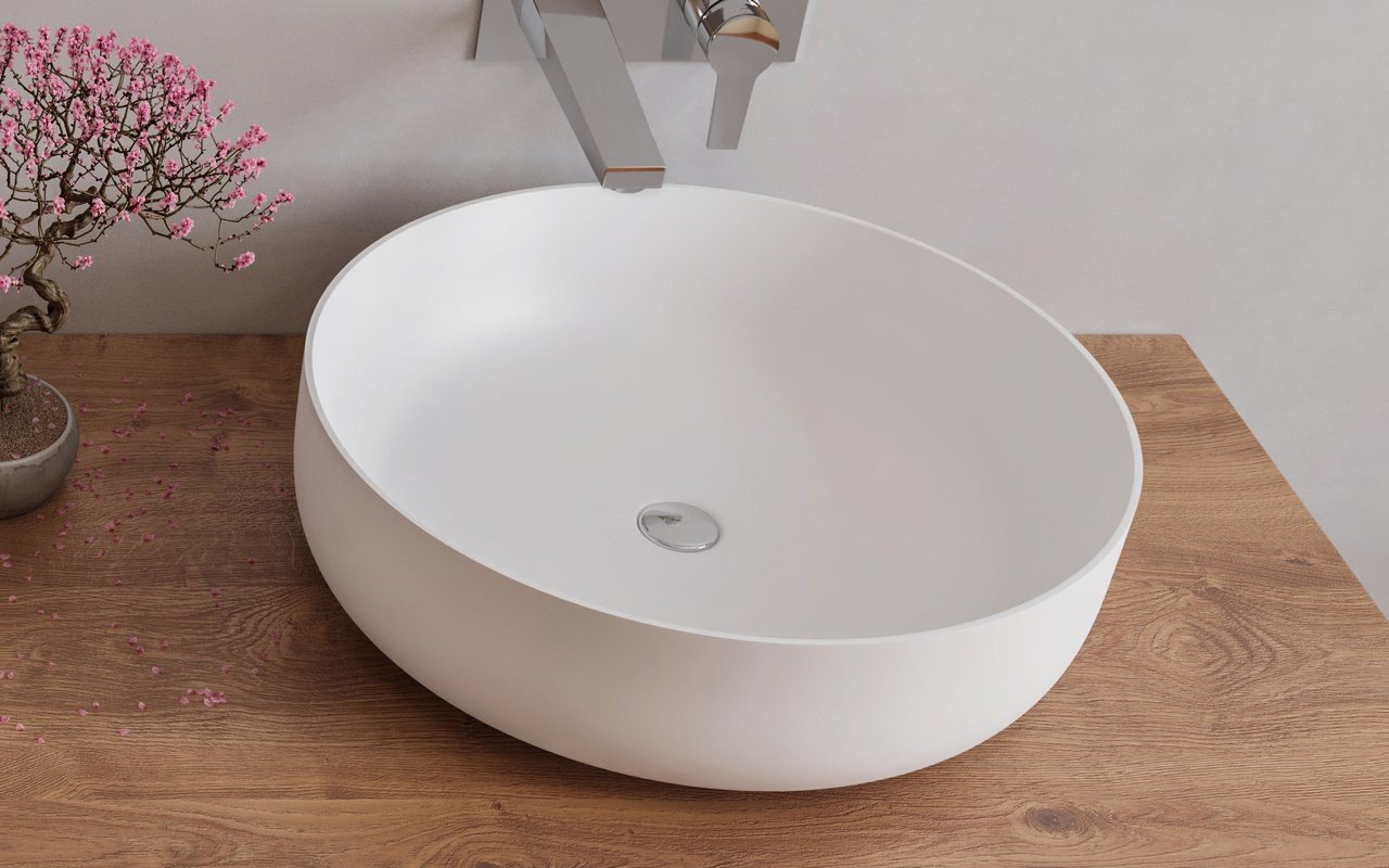 Aquatica Aurora-Wht Lavabo Ronde en Pierre picture № 0