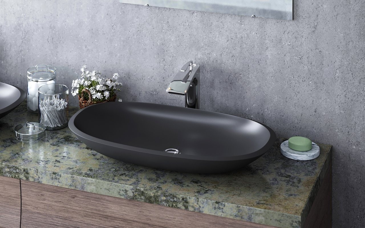 Aquatica Coletta-B Lavabo en Pierre Graphite Noir picture № 0