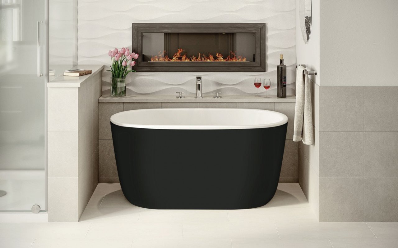 Lullaby-Nano™ par Aquatica® baignoire autoportante Pierre à Surface Solide - Extérieur noir, Intérieur blanc picture № 0