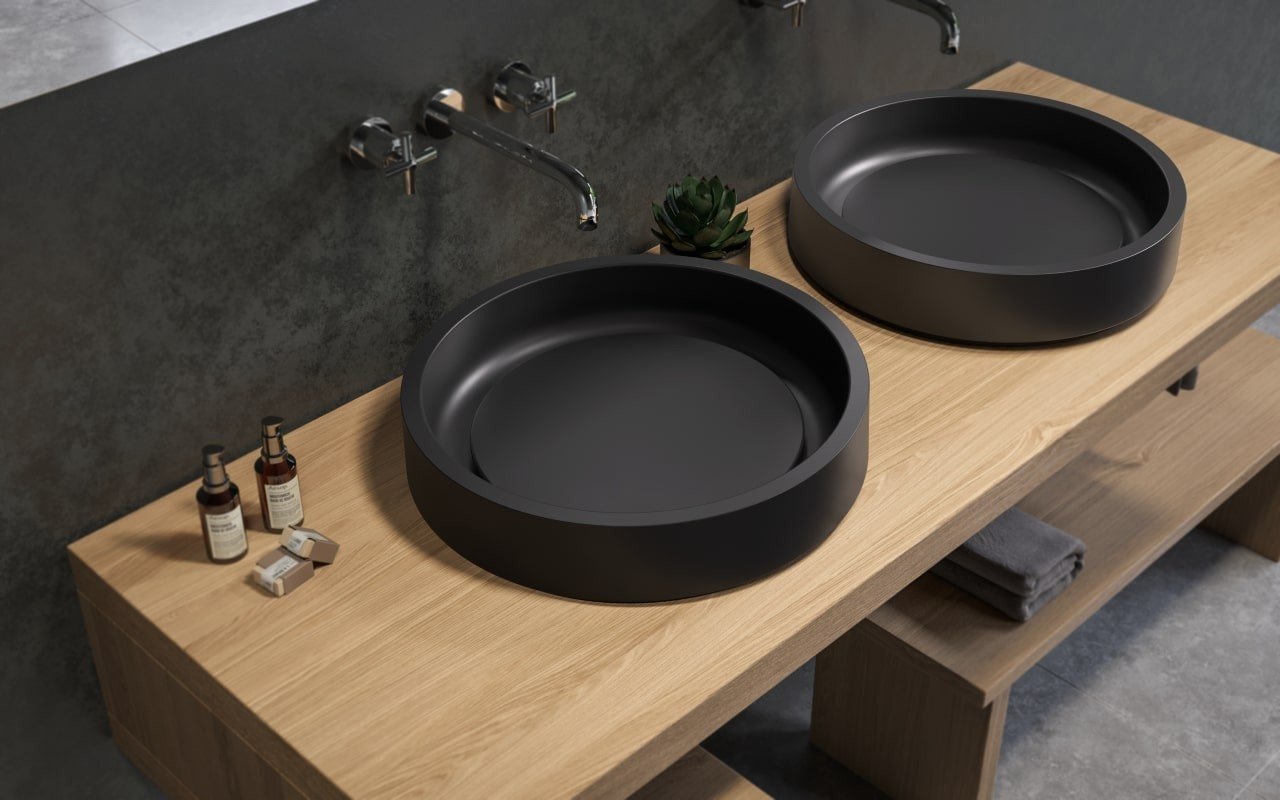 Aquatica Solace-A-Plus-Blck Lavabo Ronde en Pierre Graphite Noir picture № 0