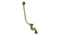 Retro series bath waste with plug and chain in old brass int 01